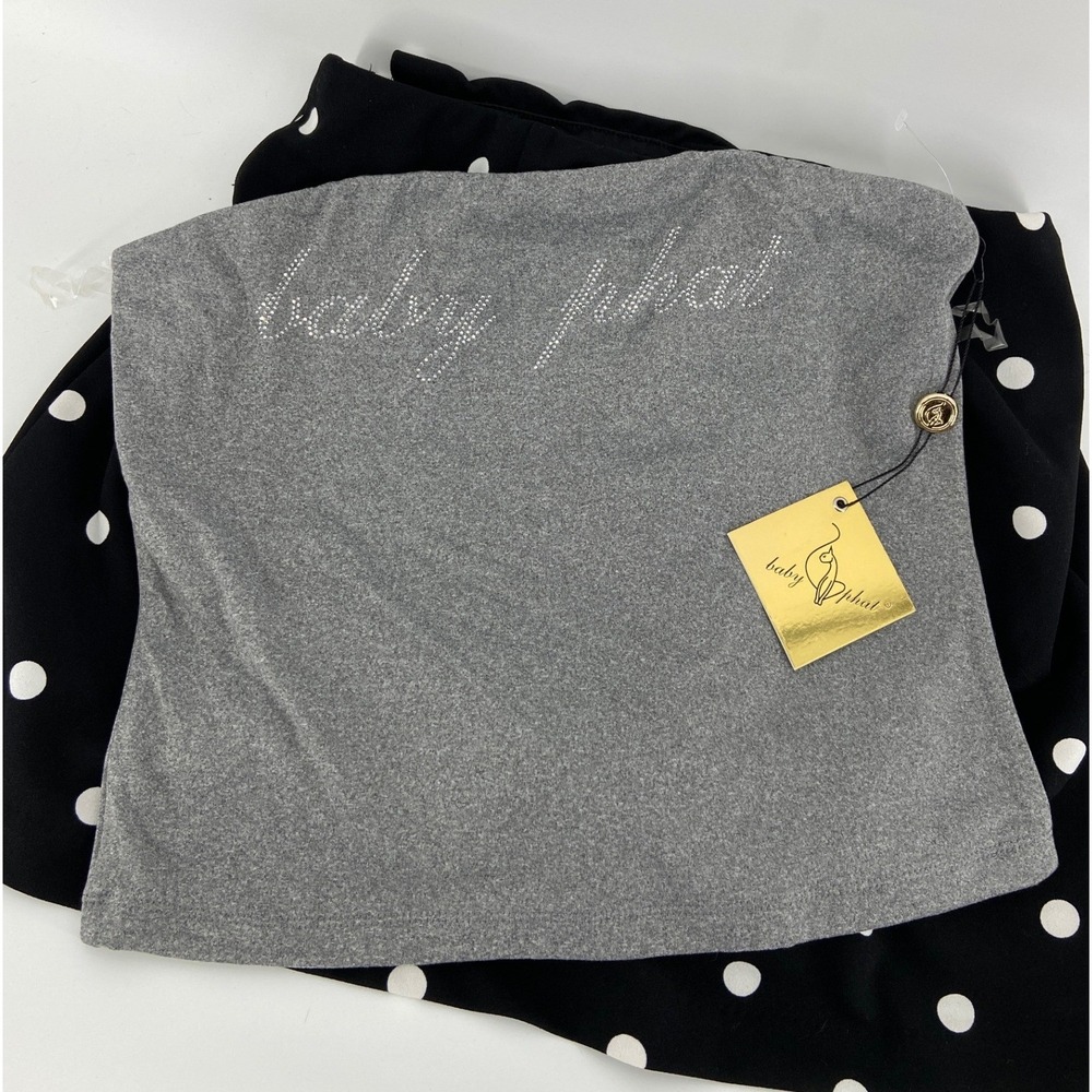 Baby Phat Womens Rhinestone Logo Tube Top Heather Grey Y2K Strapless BP7027 L